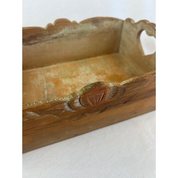 Vintage Handcrafted Wooden Heart Cutout Decorative Organizer Tray Box - Picture 10 of 14